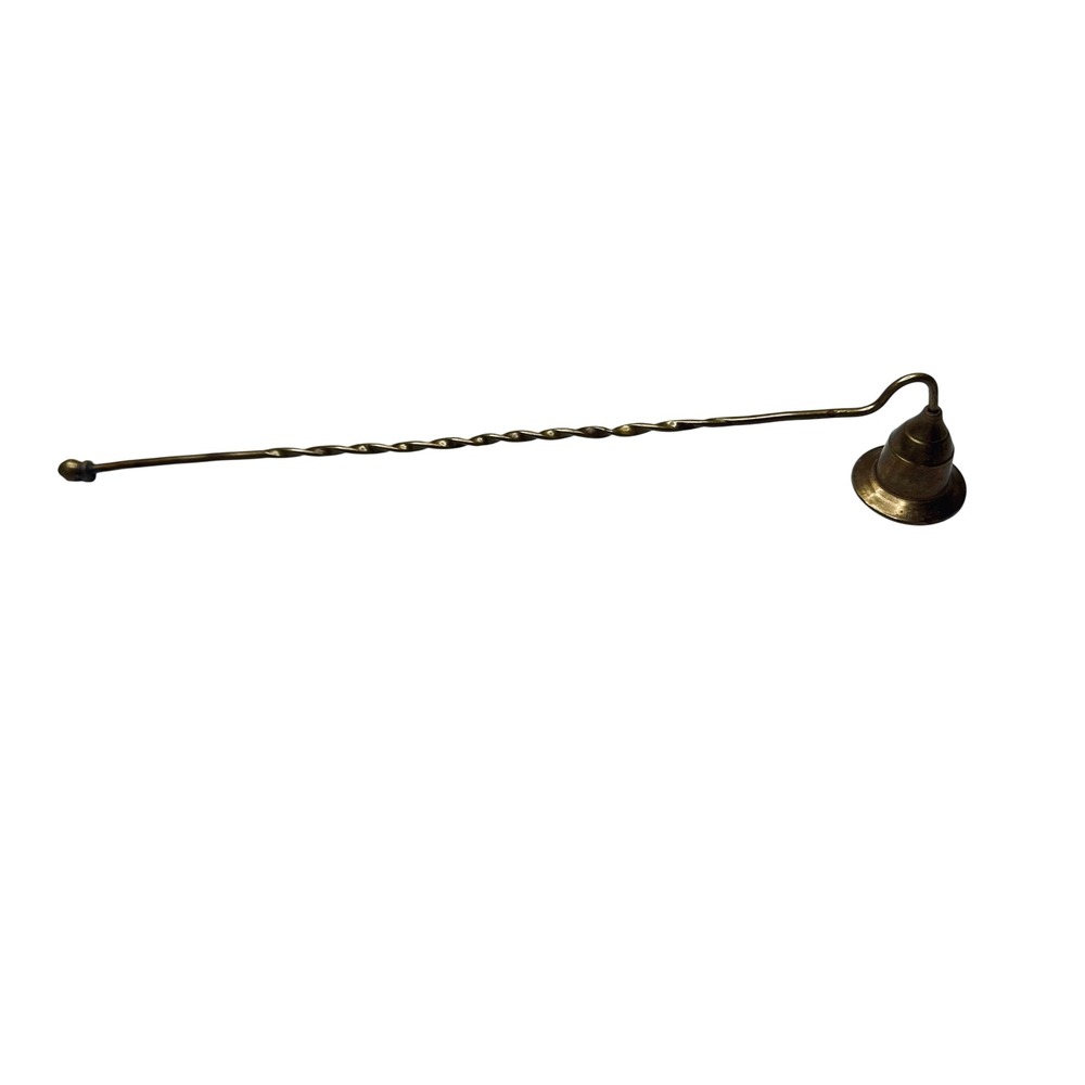 Vintage Brass Candle Snuffer Long Twisted Handle Bell Shaped Extinguisher 11.5in